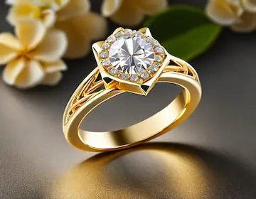 Anel de ouro amarelo com diamante